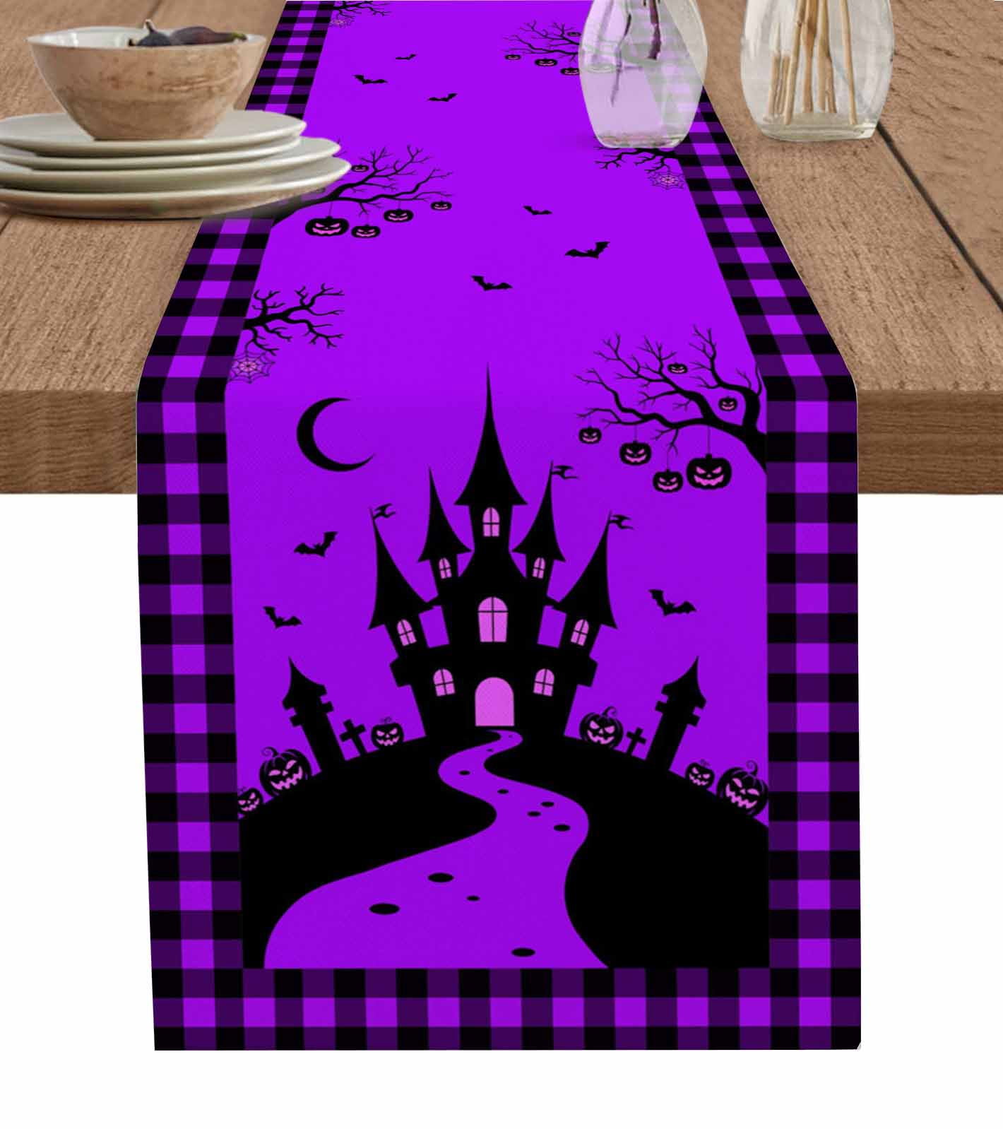 Table Runners 90 Inches Long Dress Scarves, Halloween Purple Farmhouse ...