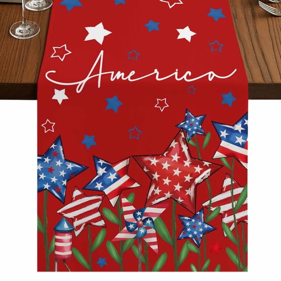 Table Runners 90 Inches Long Dress Scarves, Independence Day Farmhouse Coffee/Dining/Kitchen Table Runner for Living Room, 4th of July Red Striped Stars Patriotic 13x90 Inch