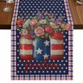 thumbnail image 1 of Table Runners 90 Inches Long Dress Scarves, Independence Day Farmhouse Coffee/Dining/Kitchen Table Runner for Living Room, US Flag Stars Spring Flowers Retro Blue 13x90 Inch, 1 of 9