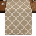 thumbnail image 1 of Table Runners 90 Inches Long Dress Scarves, Khaki Moroccan Farmhouse Coffee/Dining/Kitchen Table Runner for Living Room, Boho Retro Country Abstract Geometric Grid 13x90 Inch, 1 of 9