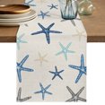 thumbnail image 1 of Table Runners 90 Inches Long Dress Scarves, Navy Blue Beige Starfish Farmhouse Coffee/Dining/Kitchen Table Decor Table Runner for Living Room, Coastal Summer Beach Vintage 13x90 Inch, 1 of 9