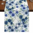 thumbnail image 1 of Table Runners 90 Inches Long Dress Scarves, Navy Blue Roses Farmhouse Coffee/Dining/Kitchen Table Runner for Living Room, Spring Floral Elegant Pastoral Botanical 13x90 Inch, 1 of 9