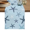 thumbnail image 1 of Table Runners 90 Inches Long Dress Scarves, Navy Blue Starfish Farmhouse Coffee/Dining/Kitchen Table Decor Table Runner for Living Room, Coastal Summer Beach Vintage 13x90 Inch, 1 of 9