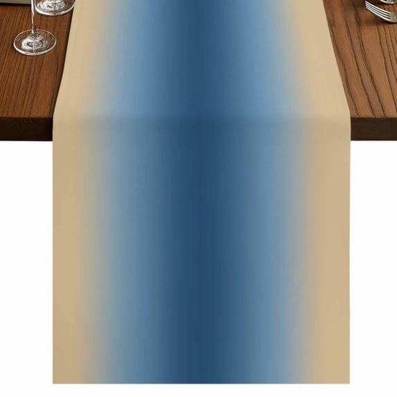 Table Runners 90 Inches Long Dress Scarves, Navy Blue Yellow Ombre Farmhouse Coffee/Dining/Kitchen Table Runner for Living Room, Farmhouse Modern Gradient Art 13x90 Inch