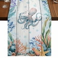 thumbnail image 1 of Table Runners 90 Inches Long Dress Scarves, Octopus Coastal Farmhouse Coffee/Dining/Kitchen Table Runner for Living Room, Summer Nautical Starfish Coral Grey Wooden 13x90 Inch, 1 of 9