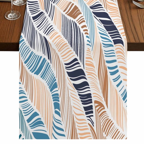 Table Runners 90 Inches Long Dress Scarves, Ombre Blue Brown Farmhouse Coffee/Dining/Kitchen Table Runner for Living Room, Summer Abstract Coastal Ocean Beach Wave 13x90 Inch