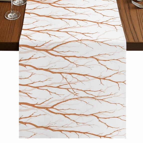 Table Runners 90 Inches Long Dress Scarves, Orange Branches Farmhouse Coffee/Dining/Kitchen Table Runner for Living Room, Modern Abstract Art Forest Silhouettes 13x90 Inch