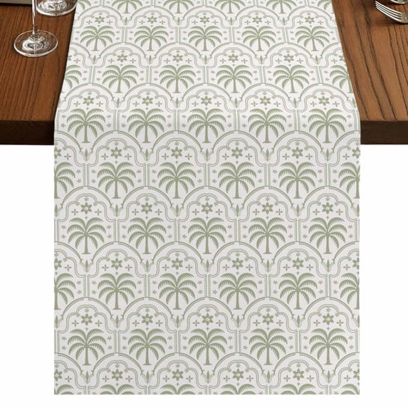 Table Runners 90 Inches Long Dress Scarves, Palm Trees Farmhouse Coffee/Dining/Kitchen Table Runner for Living Room, Summer Tropical Coconut Trees Plants Green 13x90 Inch