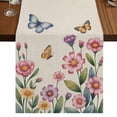 thumbnail image 1 of Table Runners 90 Inches Long Dress Scarves, Pink Flowers Farmhouse Coffee/Dining/Kitchen Table Runner for Living Room, Spring Floral Butterfly Leaves Plants Retro Beige 13x90 Inch, 1 of 9
