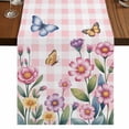 thumbnail image 1 of Table Runners 90 Inches Long Dress Scarves, Pink Flowers Farmhouse Coffee/Dining/Kitchen Table Runner for Living Room, Spring Floral Butterfly Leaves Plants Rustic Plaid 13x90 Inch, 1 of 9