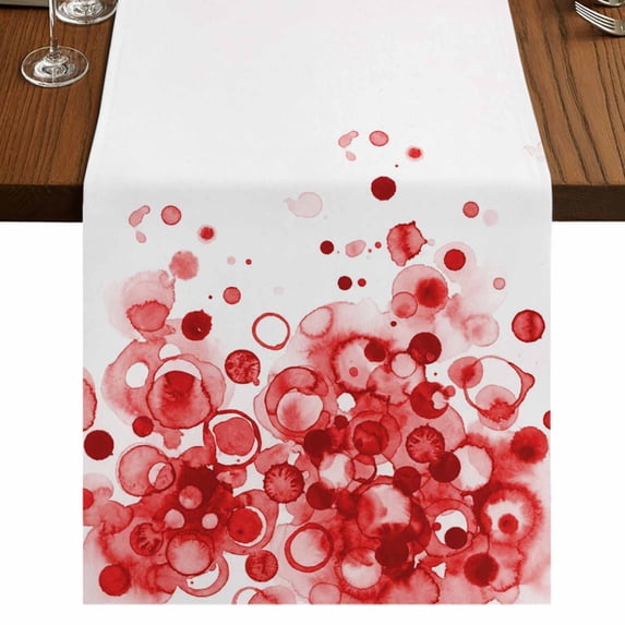 Table Runners 90 Inches Long Dress Scarves, Red Gradient Farmhouse Coffee/Dining/Kitchen Table Runner for Living Room, Abstract Polka Dots Vintage Modern Art 13x90 Inch