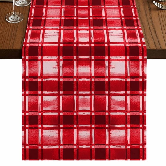 Table Runners 90 Inches Long Dress Scarves, Red Plaid Farmhouse Coffee/Dining/Kitchen Table Runner for Living Room, Modern Art Checkered Farmhouse 13x90 Inch