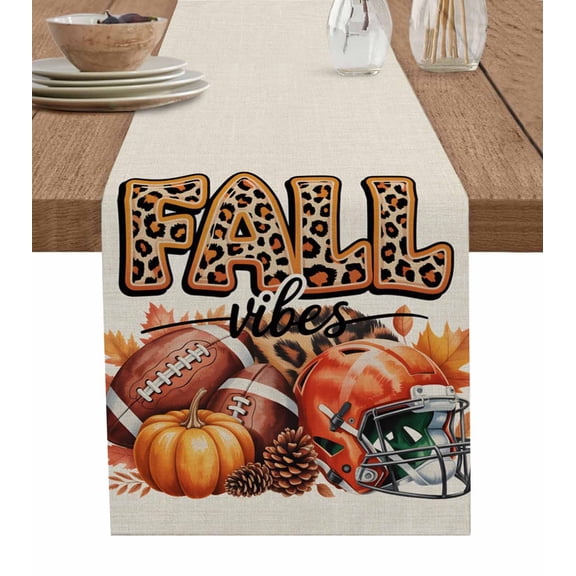 Table Runners 90 Inches Long Dress Scarves, Rugby Pumpkin Fall Farmhouse Coffee/Dining/Kitchen Table Runner for Living Room, Thanksgiving Botanical Autumn Leaf Rustic 13x90 Inch