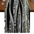thumbnail image 1 of Table Runners 90 Inches Long Dress Scarves, Sage Green Black Stripes Farmhouse Coffee/Dining/Kitchen Table Runner for Living Room, Grey Abstract Gradient Striped 13x90 Inch, 1 of 9