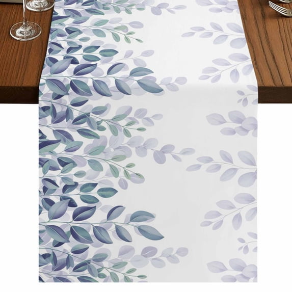Table Runners 90 Inches Long Dress Scarves, Spring Blue Eucalyptus Farmhouse Coffee/Dining/Kitchen Table Runner for Living Room, Botanical Green Leaf Country 13x90 Inch