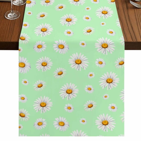 Table Runners 90 Inches Long Dress Scarves, Spring Floral Daisy Farmhouse Coffee/Dining/Kitchen Table Runner for Living Room, Sage Green Elegant Pastoral Flowers 13x90 Inch