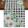 thumbnail image 1 of Table Runners 90 Inches Long Dress Scarves, Spring Floral Farmhouse Coffee/Dining/Kitchen Table Runner for Living Room, Daisy Eucalyptus Leaves Black White Plaid 13x90 Inch, 1 of 9