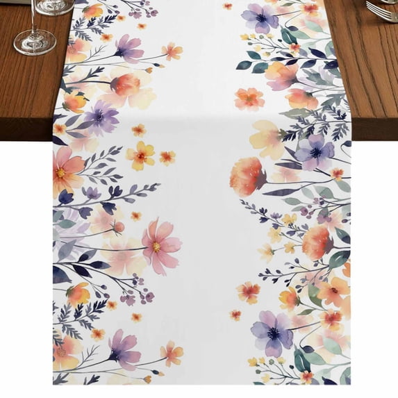 Table Runners 90 Inches Long Dress Scarves, Spring Floral Farmhouse Coffee/Dining/Kitchen Table Runner for Living Room, Elegant Flowers Farmhouse Botanical 13x90 Inch