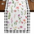thumbnail image 1 of Table Runners 90 Inches Long Dress Scarves, Spring Floral Farmhouse Coffee/Dining/Kitchen Table Runner for Living Room, Pink Flowers Black White Plaid Pastoral 13x90 Inch, 1 of 9