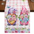 thumbnail image 1 of Table Runners 90 Inches Long Dress Scarves, Spring Gnomes Farmhouse Coffee/Dining/Kitchen Table Runner for Living Room, Botanical Flowers Leaf Pink Buffalo Check 13x90 Inch, 1 of 9