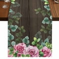 thumbnail image 1 of Table Runners 90 Inches Long Dress Scarves, Spring Pink Roses Farmhouse Coffee/Dining/Kitchen Table Runner for Living Room, Pastoral Eucalyptus Leaves Brown Wooden 13x90 Inch, 1 of 9