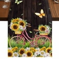 thumbnail image 1 of Table Runners 90 Inches Long Dress Scarves, Spring Sunflowers Farmhouse Coffee/Dining/Kitchen Table Runner for Living Room, Bicycles Botanical Flowers Wooden Grain 13x90 Inch, 1 of 9