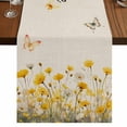 thumbnail image 1 of Table Runners 90 Inches Long Dress Scarves, Spring Yellow Floral Farmhouse Coffee/Dining/Kitchen Table Runner for Living Room, Farmhouse Country Flower Butterfly on Linen 13x90 Inch, 1 of 9
