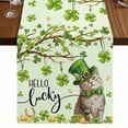 thumbnail image 1 of Table Runners 90 Inches Long Dress Scarves, St. Patrick's Day Farmhouse Coffee/Dining/Kitchen Table Runner for Living Room, Lucky Cat Shamrock Grasses Trees 13x90 Inch, 1 of 9
