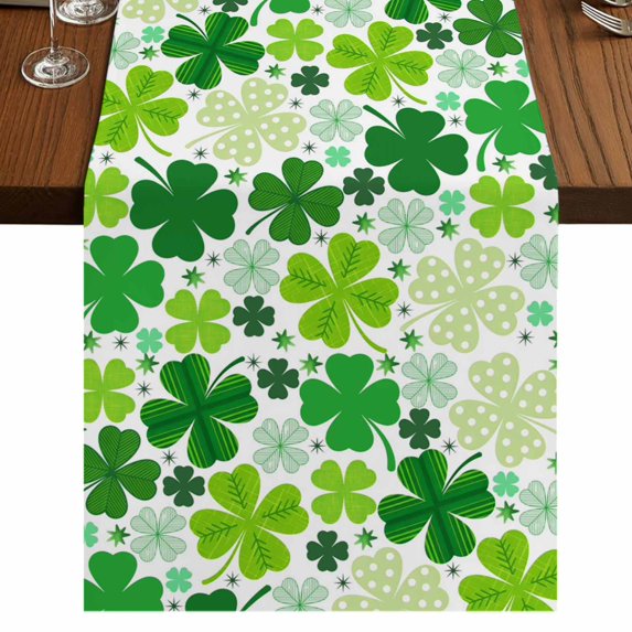 Table Runners 90 Inches Long Dress Scarves, St. Patrick's Day Farmhouse Coffee/Dining/Kitchen Table Runner for Living Room, Lucky Shamrocks Spring Leaves Botanical 13x90 Inch