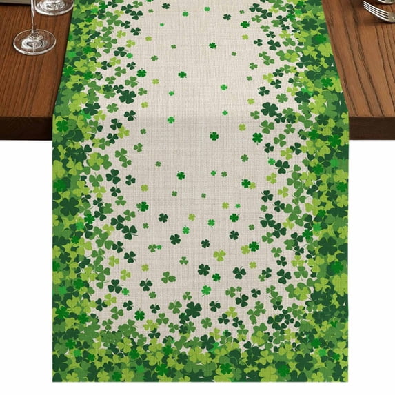 Table Runners 90 Inches Long Dress Scarves, St. Patrick's Day Farmhouse Coffee/Dining/Kitchen Table Runner for Living Room, Spring Lucky Shamrocks Leaves Retro Country 13x90 Inch