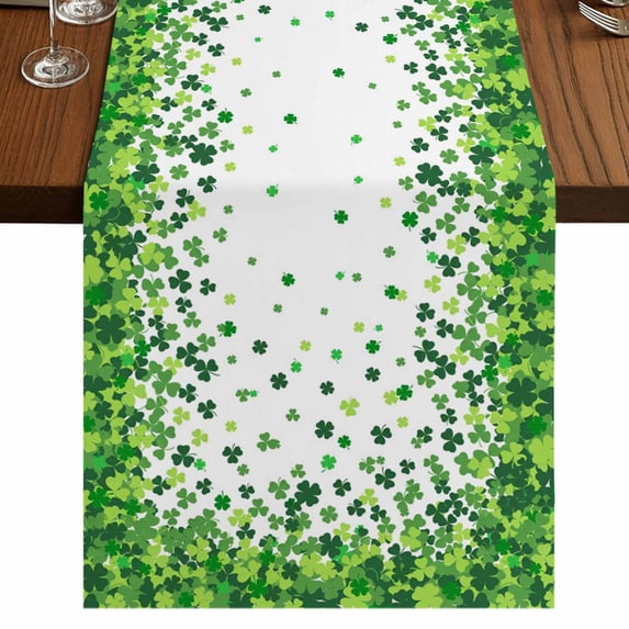 Table Runners 90 Inches Long Dress Scarves, St. Patrick's Day Farmhouse Coffee/Dining/Kitchen Table Runner for Living Room, Spring Lucky Shamrocks Rustic Leaves 13x90 Inch