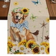 thumbnail image 1 of Table Runners 90 Inches Long Dress Scarves, Sunflowers Dog Farmhouse Coffee/Dining/Kitchen Table Runner for Living Room, Spring Watercolor Floral Stars on Linen 13x90 Inch, 1 of 9