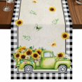thumbnail image 1 of Table Runners 90 Inches Long Dress Scarves, Sunflowers Farmhouse Coffee/Dining/Kitchen Table Runner for Living Room, Spring Farmhouse Country Truck Leaf Black Plaid 13x90 Inch, 1 of 9