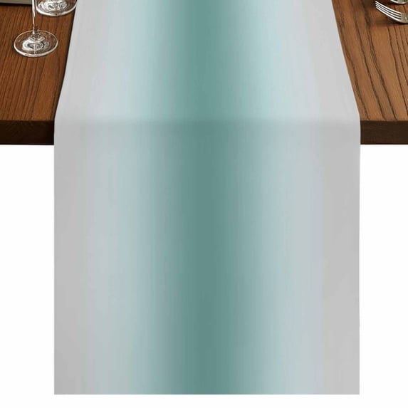 Table Runners 90 Inches Long Dress Scarves, Teal Grey Ombre Farmhouse Coffee/Dining/Kitchen Table Runner for Living Room, Farmhouse Gradient Minimalist 13x90 Inch