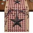 thumbnail image 1 of Table Runners 90 Inches Long Dress Scarves, Texas Star Farmhouse Farmhouse Coffee/Dining/Kitchen Table Runner for Living Room, Rustic Red Plaid Berry Wooden 13x90 Inch, 1 of 9