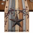 thumbnail image 1 of Table Runners 90 Inches Long Dress Scarves, Texas Star Vintage Farmhouse Coffee/Dining/Kitchen Table Runner for Living Room, Berry Grey Blue Brown Wooden 13x90 Inch, 1 of 9