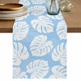 thumbnail image 1 of Table Runners 90 Inches Long Dress Scarves, Tropical Leaves Farmhouse Coffee/Dining/Kitchen Table Decor Table Runner for Living Room, Summer Natural Botanical Monstera Leaf Blue 13x90 Inch, 1 of 9