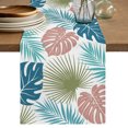 thumbnail image 1 of Table Runners 90 Inches Long Dress Scarves, Turquoise Green Palm Leaves Farmhouse Coffee/Dining/Kitchen Table Decor Table Runner for Living Room, Tropical Botanical Summer 13x90 Inch, 1 of 9