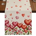 thumbnail image 1 of Table Runners 90 Inches Long Dress Scarves, Valentine's Day Farmhouse Coffee/Dining/Kitchen Table Runner for Living Room, Pink Love Flowers Leaves Plants Spring Beige 13x90 Inch, 1 of 9