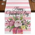 thumbnail image 1 of Table Runners 90 Inches Long Dress Scarves, Valentine's Day Farmhouse Coffee/Dining/Kitchen Table Runner for Living Room, Pink Roses Flowers Stripes Country 13x90 Inch, 1 of 9