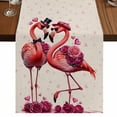 thumbnail image 1 of Table Runners 90 Inches Long Dress Scarves, Valentine's Day Farmhouse Coffee/Dining/Kitchen Table Runner for Living Room, Red Flamingos Roses Love Romance Beige 13x90 Inch, 1 of 9