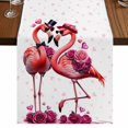 thumbnail image 1 of Table Runners 90 Inches Long Dress Scarves, Valentine's Day Farmhouse Coffee/Dining/Kitchen Table Runner for Living Room, Red Flamingos Roses Love Romance White 13x90 Inch, 1 of 9