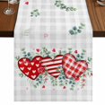 thumbnail image 1 of Table Runners 90 Inches Long Dress Scarves, Valentine's Day Farmhouse Coffee/Dining/Kitchen Table Runner for Living Room, Red Love Heart Eucalyptus Grey Check 13x90 Inch, 1 of 9