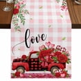 thumbnail image 1 of Table Runners 90 Inches Long Dress Scarves, Valentine's Day Farmhouse Coffee/Dining/Kitchen Table Runner for Living Room, Red Truck Roses Love Leaves Pink Plaid 13x90 Inch, 1 of 9