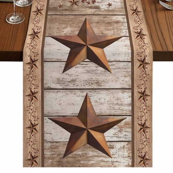 Table Runners 90 Inches Long Dress Scarves, Vintage Farmhouse Farmhouse Coffee/Dining/Kitchen Table Runner for Living Room, Retro Home Text Country Star Wooden 13x90 Inch