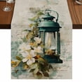 thumbnail image 1 of Table Runners 90 Inches Long Dress Scarves, Vintage Oil Light Farmhouse Coffee/Dining/Kitchen Table Runner for Living Room, Spring Flowers Leaves Candles Retro 13x90 Inch, 1 of 9