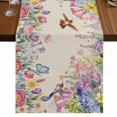 thumbnail image 1 of Table Runners 90 Inches Long Dress Scarves, Watercolor Flowers Farmhouse Coffee/Dining/Kitchen Table Runner for Living Room, Spring Hummingbird Butterflly Floral Beige 13x90 Inch, 1 of 9