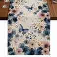 thumbnail image 1 of Table Runners 90 Inches Long Dress Scarves, Weeping Blue Floral Farmhouse Coffee/Dining/Kitchen Table Runner for Living Room, Spring Butterflies Flowers Linen 13x90 Inch, 1 of 9