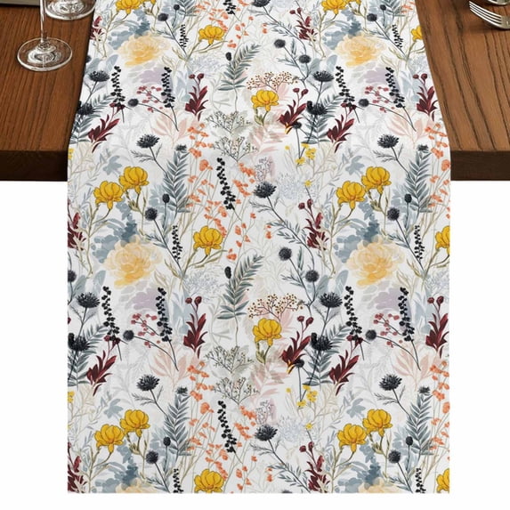 Table Runners 90 Inches Long Dress Scarves, Wildflowers Blossom Farmhouse Coffee/Dining/Kitchen Table Runner for Living Room, Spring Farmhouse Botanical Floral 13x90 Inch
