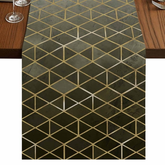 Table Runners 90 Inches Long Dress Scarves, Yellow Geometric Farmhouse Coffee/Dining/Kitchen Table Runner for Living Room, Modern Abstract Gradient Marble 13x90 Inch
